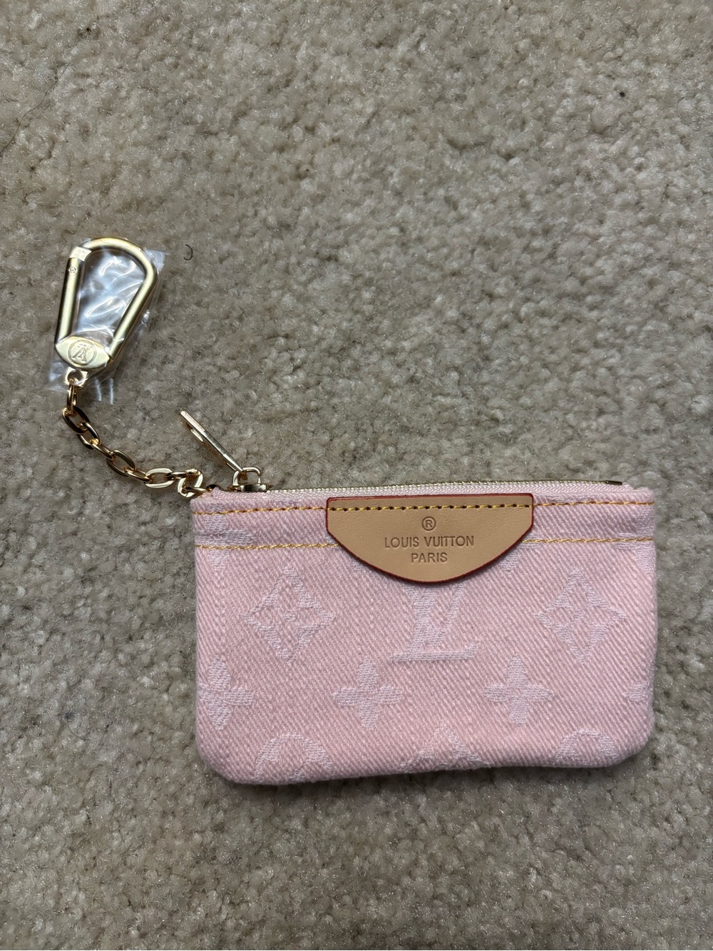 Pink Jacquard Key & Card Pouch with Gold Clip